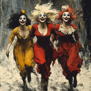 The funny clown girls