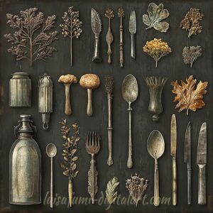 Kitchenware and herbs