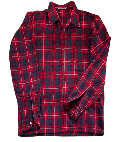 red winter shirt with tartan pattern