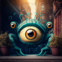 Funny turquoise monster