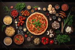 delicious pizza with with ingredients