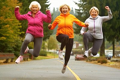 Senior and fit women in colorful sportswear