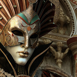 Golden decorated mask at Venice Carnival