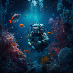 Diver in tropical waters