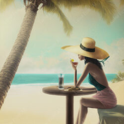 Young woman on a tropical beach