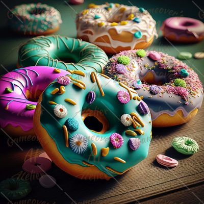 Doughnuts with colorful icing