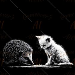 Kitten and hedgehog