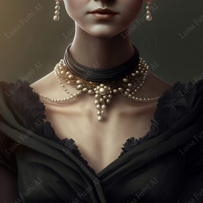 Pearl necklace on black silk