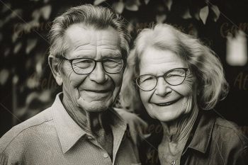 loving couple in their 80's smiling