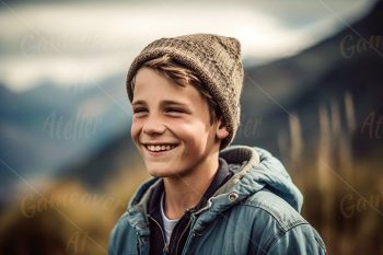 smiling teenager enjoying a mountain holiday