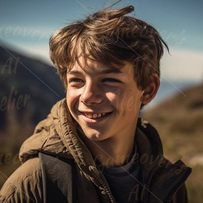 Portrait of a grinning teenager boy
