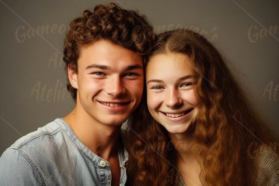 Teenager couple smiling